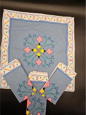 Vintage Kismet Cotton Cloth Dinner Napkins: Good Condition Boho Retro Charm